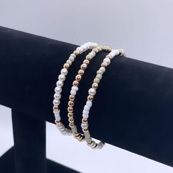 NWT Wool + Pepper Co. Skinny Beaded Bracelet Trio - Picture 3 of 5